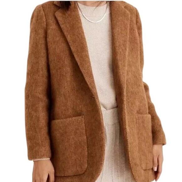 Madewell Boucle Larsen Blazer XS Toffee Brown Wool Alpaca Blend Single Breasted - Picture 6 of 16